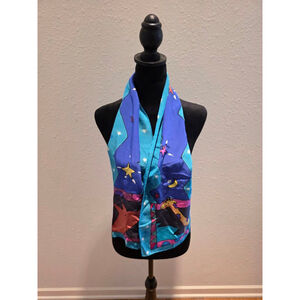 Women's Unbranded Blue Pink Animal Print Silk Scarf One Size